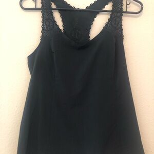 Elegant Black Lace Trim Women's Top